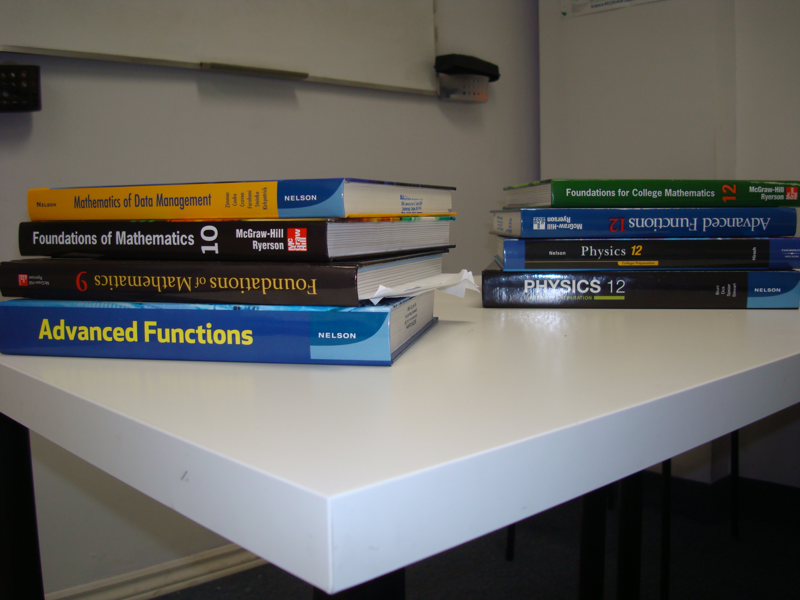 Educational books on a shelf